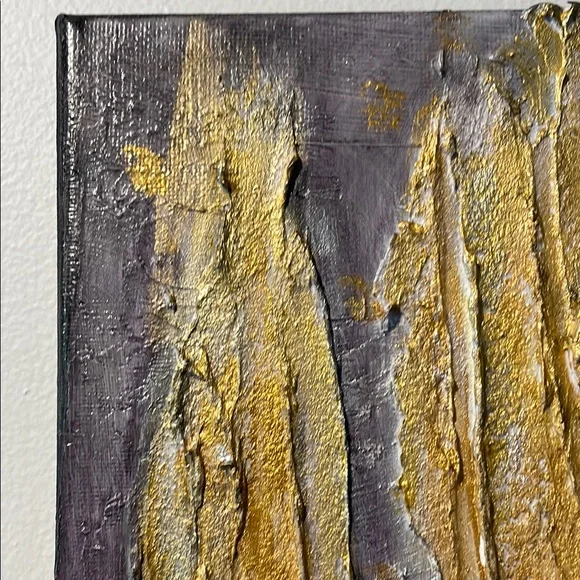 Abstract Gold and Purple Textured Forest Canvas Art 20 in x 16 in - Picture 4 of 8